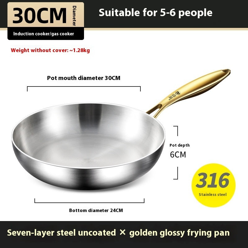 316 Stainless Steel Flat Non-coated Frying Pan