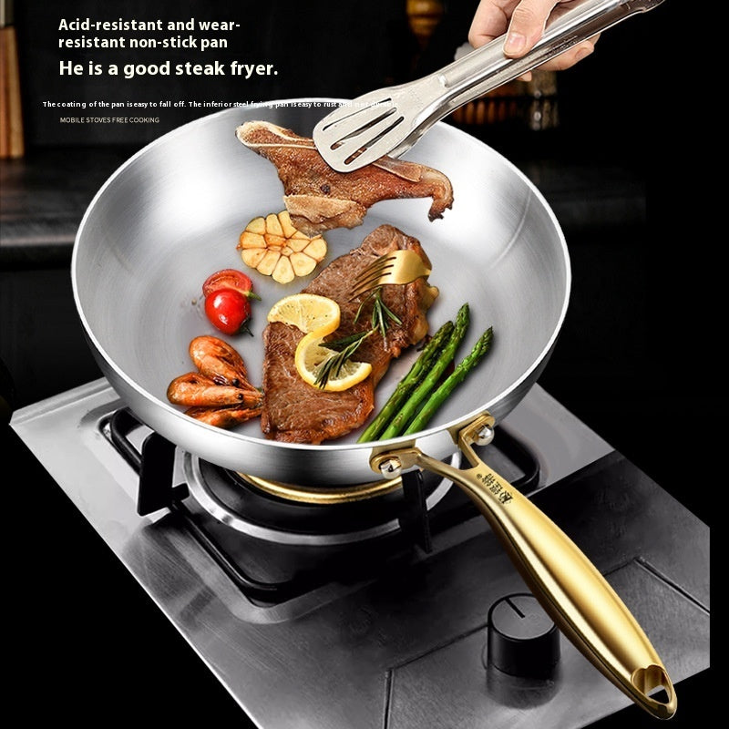 316 Stainless Steel Flat Non-coated Frying Pan