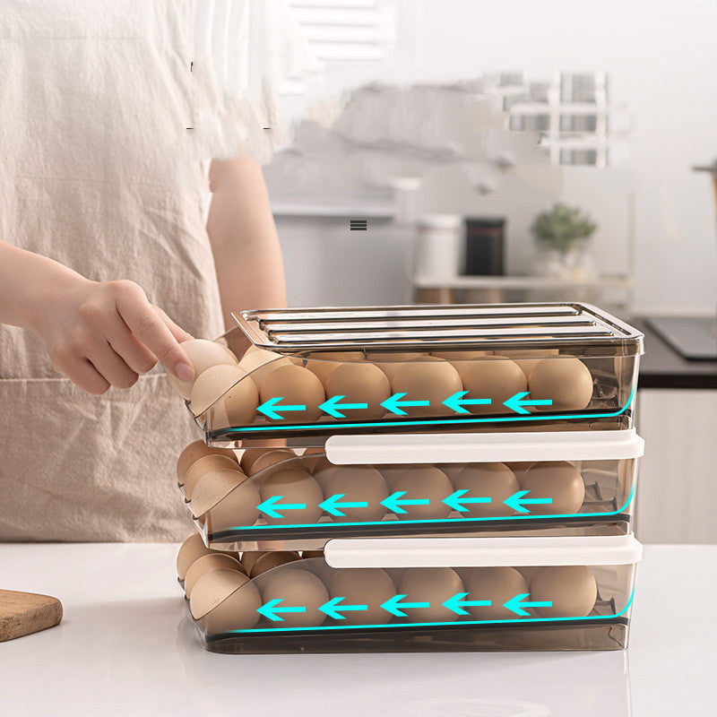 Refrigerator Rolling Egg Carton With Lid Rolling Egg Kitchen Transparent Rolling Egg Rack
