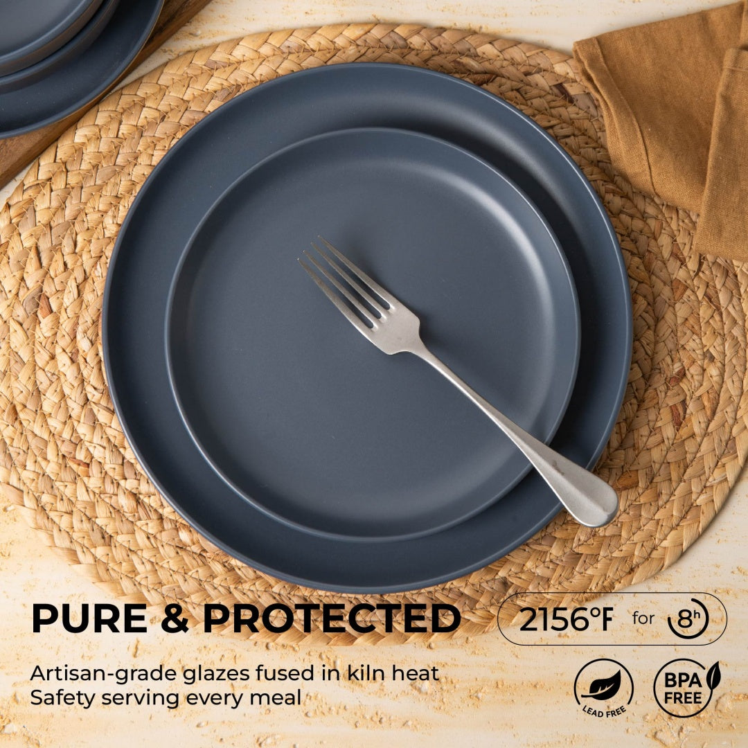 12-Piece Stoneware Dinner Set, Non-Toxic, Matte Glaze, Stackable Kitchenware for 4. 🍽️