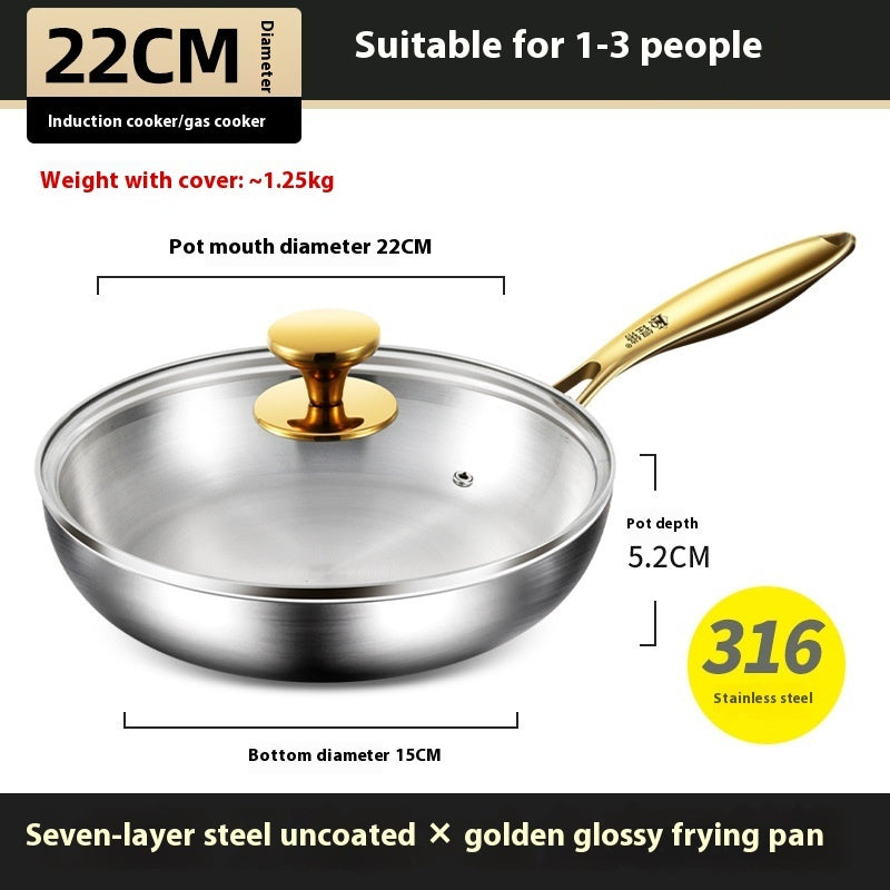 316 Stainless Steel Flat Non-coated Frying Pan