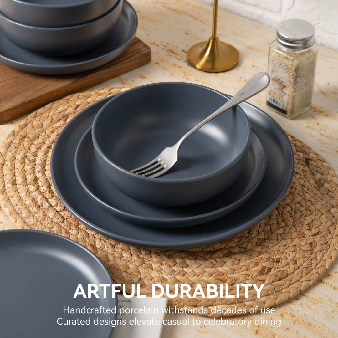 12-Piece Stoneware Dinner Set, Non-Toxic, Matte Glaze, Stackable Kitchenware for 4. 🍽️