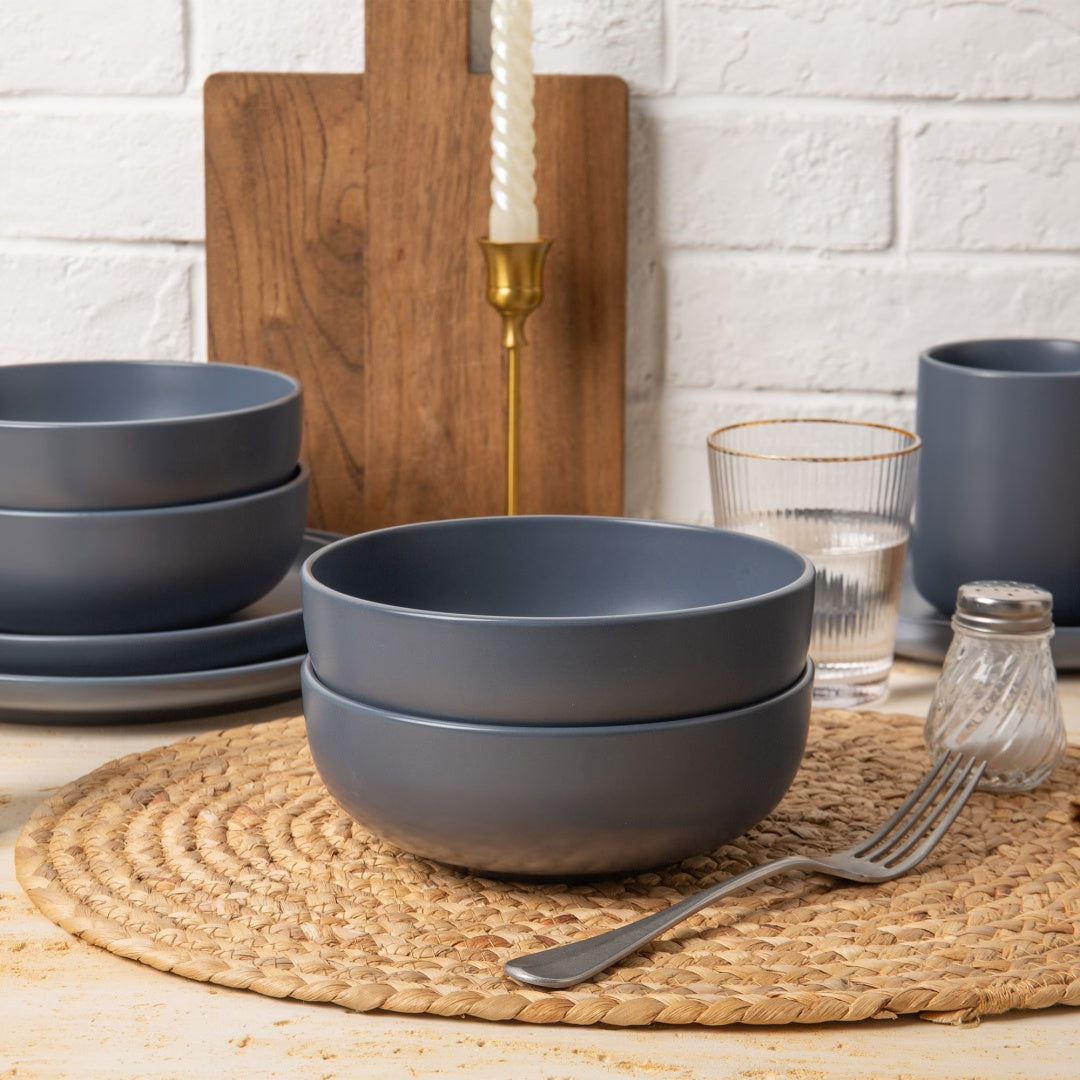 12-Piece Stoneware Dinner Set, Non-Toxic, Matte Glaze, Stackable Kitchenware for 4. 🍽️