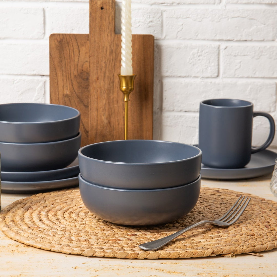 12-Piece Stoneware Dinner Set, Non-Toxic, Matte Glaze, Stackable Kitchenware for 4. 🍽️