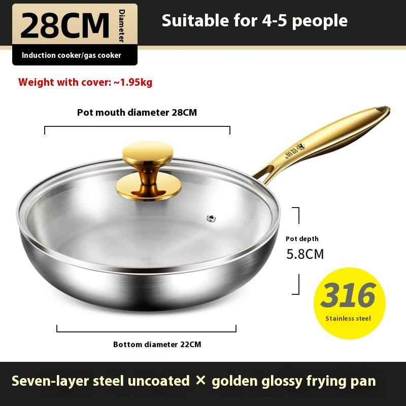 316 Stainless Steel Flat Non-coated Frying Pan